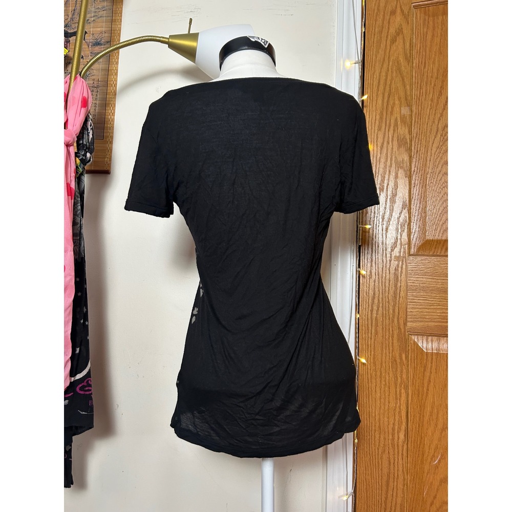 Banana Republic Black Abstract Animal Print Modal Soft Short Sleeve Top Size S‎ - Picture 3 of 7